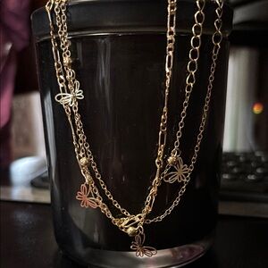 Elegant Gold Chain Bracelets with Butterfly Charms Three Bracelets